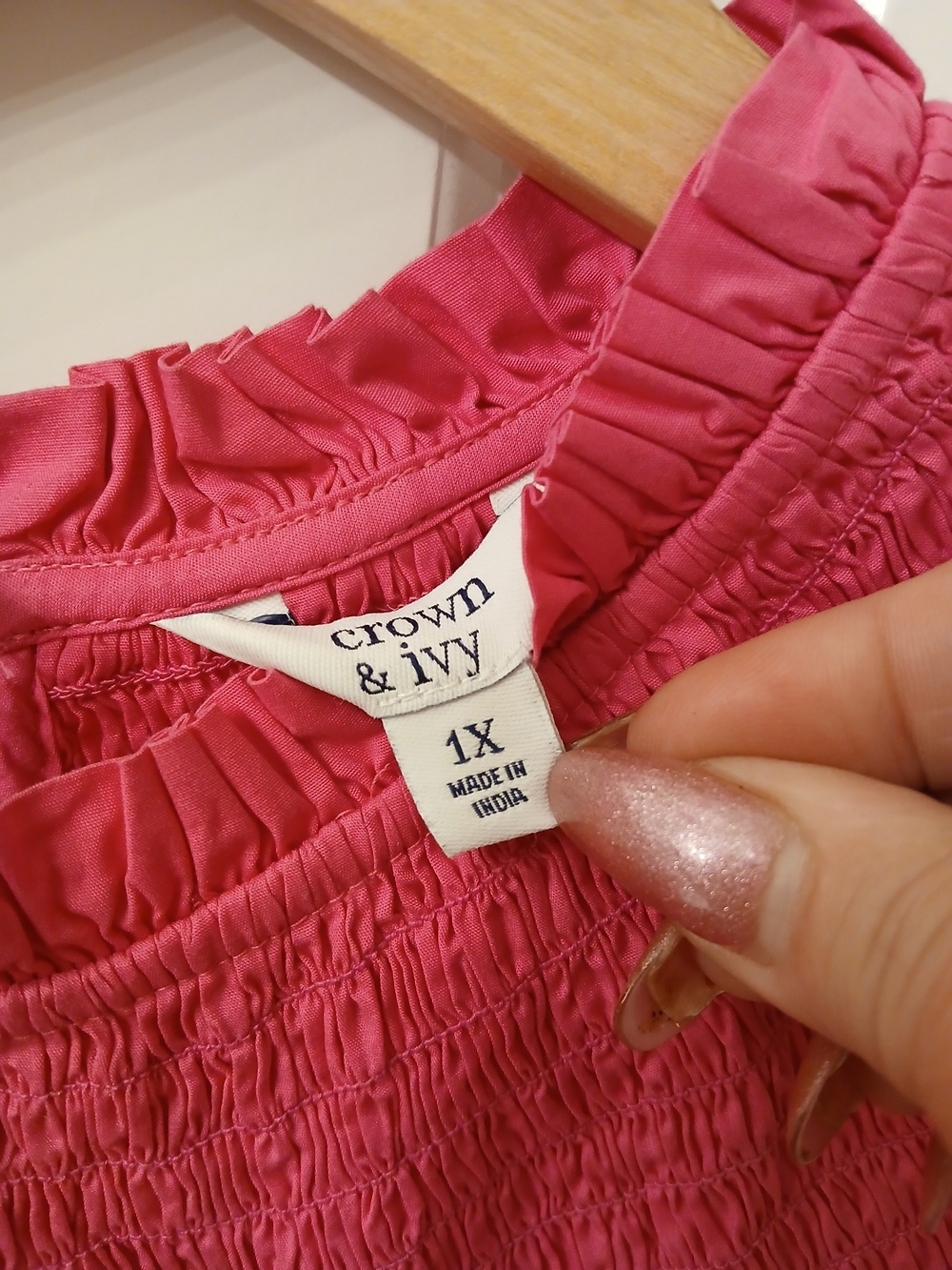 Crown & Ivy Hot Pink Smocked Top